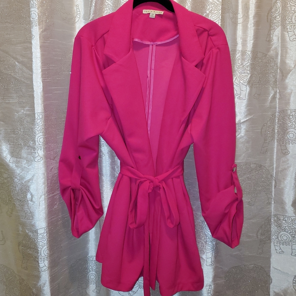 Haute Monde Pink Tailored Blazer with Peplum Waist